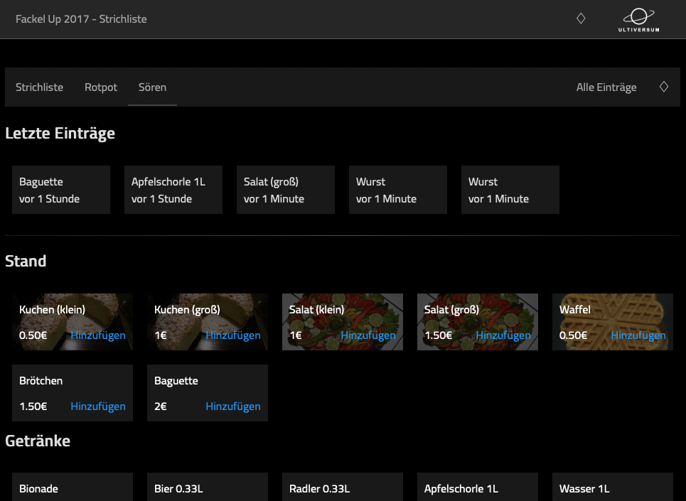 Screenshot Strichliste